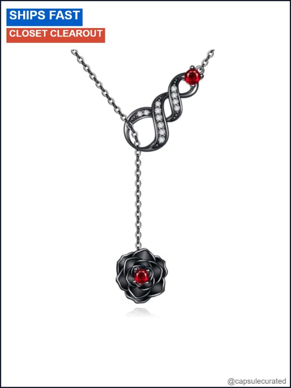 Sterling Silver Rose Infinity Y Lariat Necklace Pendant Jewelry Gift